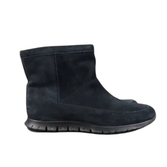 Cole Haan Shoes Womens 9 Bootie Pull On Leather Waterproof Comfort Classic Blue - Picture 1 of 14